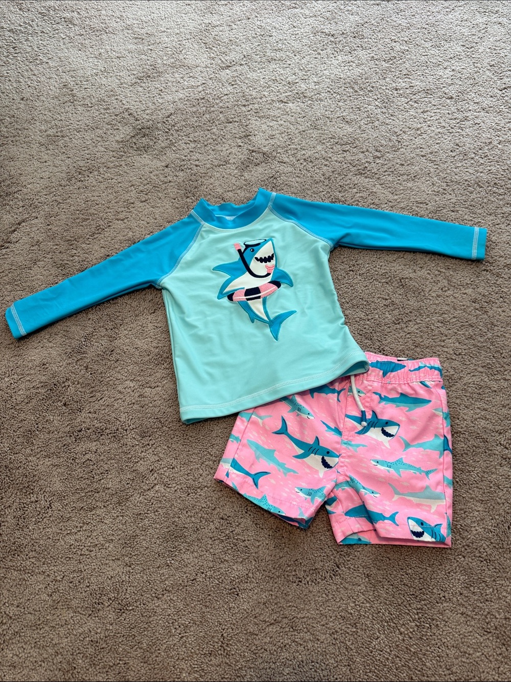 Gymboree Aqua & Pink Shark Two-Piece Rashguard Set